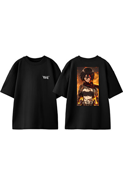 THEWERT Mikasa Ackerman Burning Design Rukotvorska Torba Štampano Pamuk Crna ...