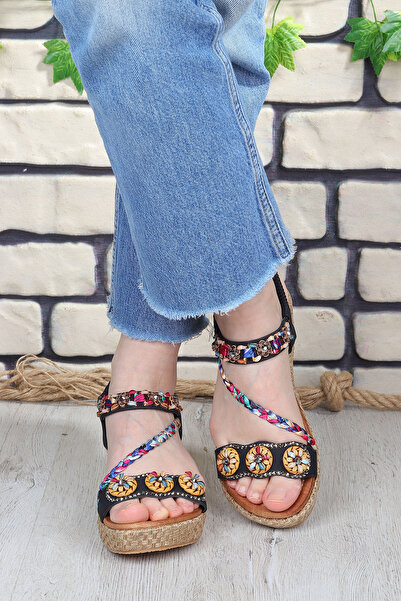 Vojo Daisy Comfortable Sole Stone Bead Detailed Women's Sandals