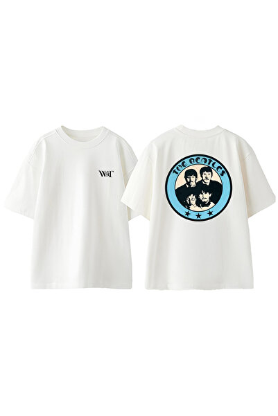 THEWERT The Beatles Vintage Design Leđa Štampano Pamuk Bela Oversize kroj T-s...