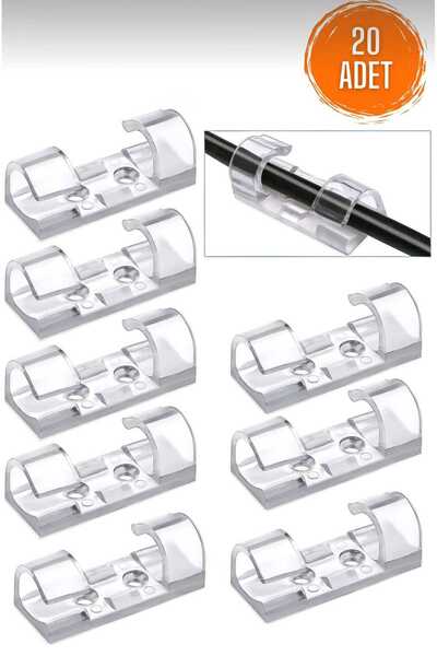 Vi Caro 20 Adet Yapışkanlı Kablo Toplayıcı Cam Kablo Tutucu Klips Kablo Gizle...