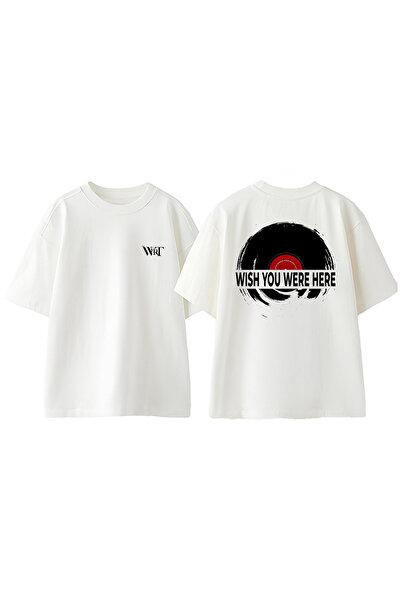 THEWERT Dizajn ploče Pink Floyd nazad Štampano Pamuk bela Oversize kroj T-shirt