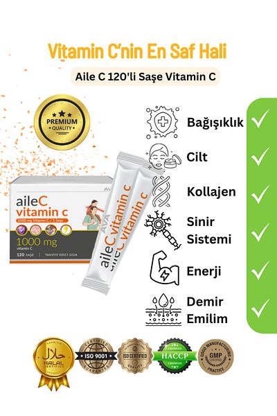 AVA Aile C Pure 1000 Mg Vitamin C Without Additives 120 Pcs Sachets Adult Child Family Ava Vitamin