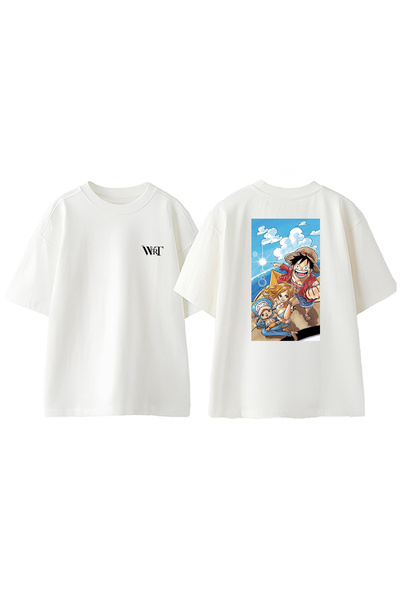 THEWERT One Piece Luffy Nami Dizajn Leđa Štampano Pamuk Bela Oversize kroj T-...