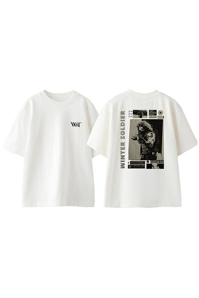 THEWERT Μπλουζάκι Winter Soldier Design Back Printed Βαμβακερό Λευκό Oversize T-shirt