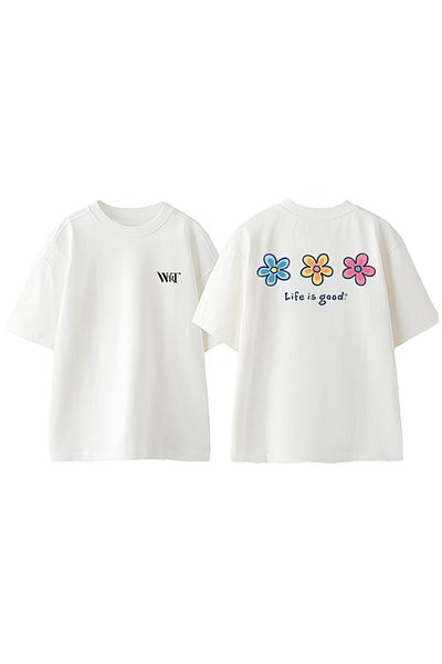 THEWERT Life Is Good Design Πίσω Βαμβακερό λευκό μπλουζάκι Oversize