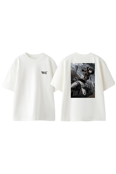 THEWERT Attack On Titan Mikasa1 dizajn rukotvara Štampano Pamuk bela Oversize...