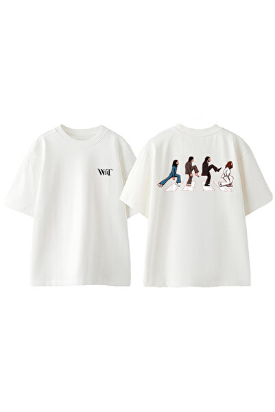 THEWERT The Beatles Way Design Rukotvorska Torba Štampano Pamuk Bela Oversize...