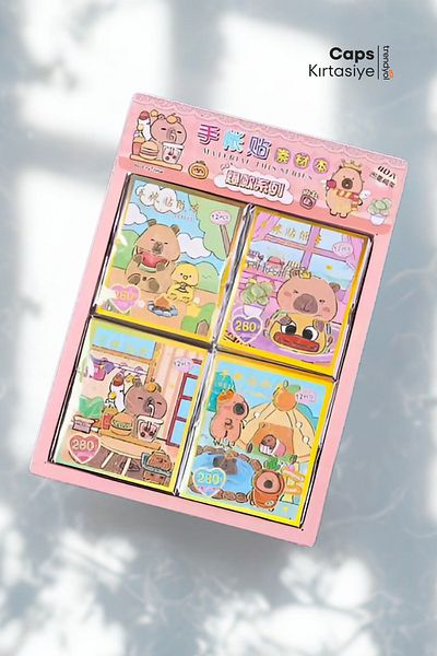 caps office 4Pcs Capybara Themed DIY Sticker Book – 1120+ Pieces of DIY Stickers