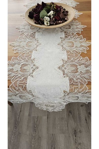 ZESA HOME Runner din catifea din dantela frantuzeasca de lux