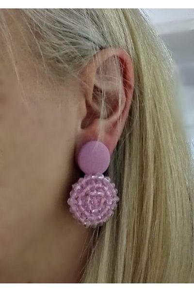 mos&more Textured Pink Earrings with Cutout Beads