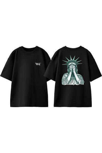 THEWERT Utanan Freedom Design Back Printed Cotton Black Oversize T-Shirt