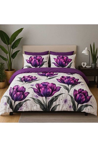 Pucioasa Double finet bed linen Pucioasa, 6 pieces, floral pattern, comfort and superior quality