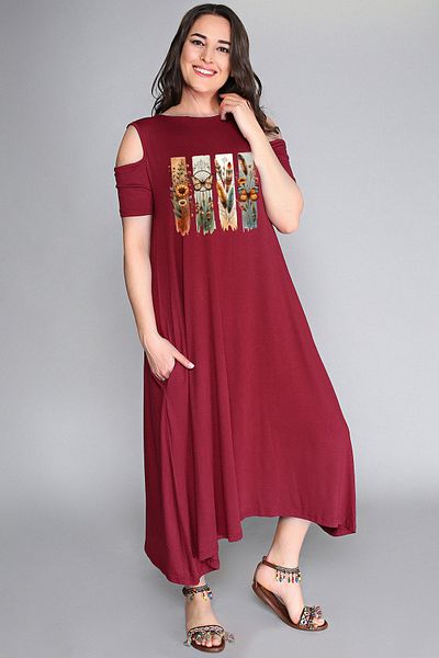 Curvy Trend Plus Size Dress - Bordeaux - Basic