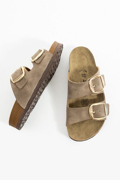 Polomia Comfort Lenora Ανατομική Ευέλικτη Άνεση Άνετη Σόλα Eva Διπλό Ζωντανό Χρυσό Πόρπη Γυναικεία Καθημερινά Σανδάλια Παντόφλες