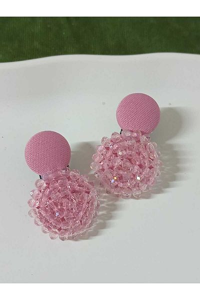 mos&more Textured Pink Earrings with Cutout Beads