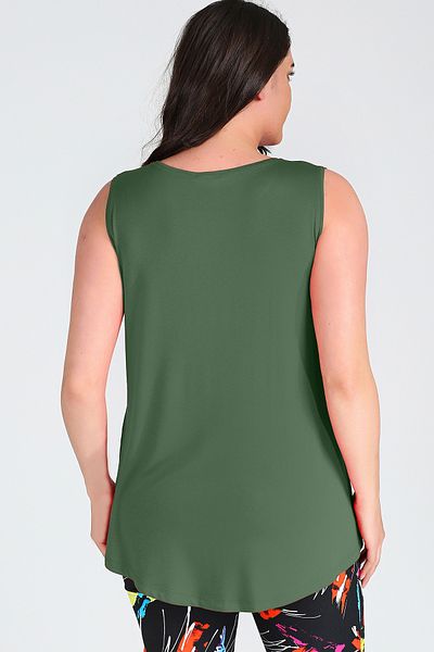 Curvy Trend Large Size Sun Flower Printed Sleeveless Viscose Basic Blouse