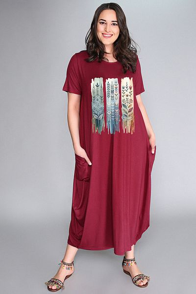 Curvy Trend Plus Size Dress - Bordeaux - Basic