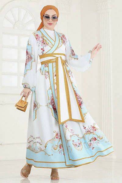 Neşeli Butik Modest Dress - Ecru - Maxi