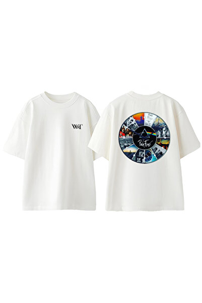 THEWERT Dizajn CD-a Pink Floyd Leđa Štampano Pamuk Bela Oversize kroj T-shirt