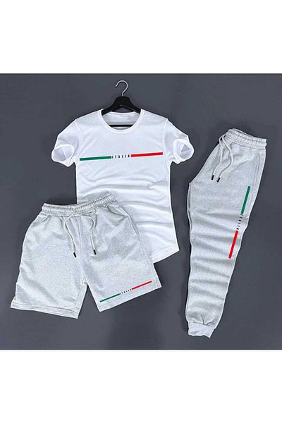 PAVRO Men's Oversize Tracksuit Kit - Shorts 3 Pieces Italy Printed Pavro Exclusive
