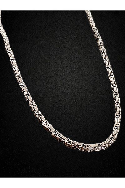 anonim King Chain Black Detail Embroidered Boxed Steel Necklace - Stainless, Non-Tarnish, Boxed