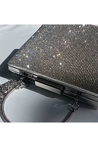 Şarra Gossi Geantă de seară rochie de seară argintie cu detalii în piatră