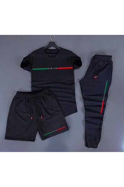 PAVRO Men's Oversize Tracksuit Kit - Shorts 3 Pieces Italy Printed Pavro Exclusive