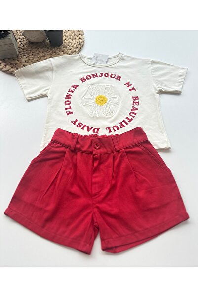 NOBLEKIDS Daisy Flower Girl Shorts Suit – Ecru/Red