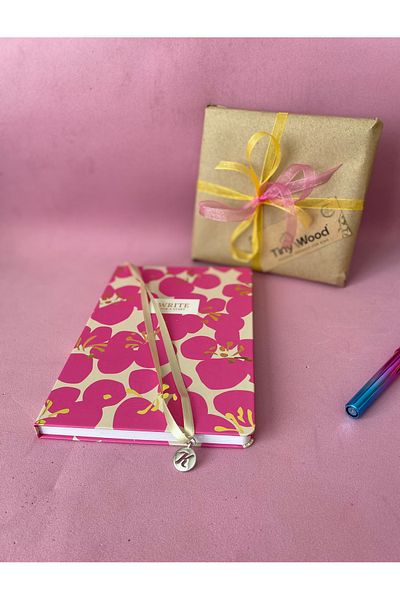 tiny wood Patterned A5 Ruled Notebook – 96 Sheets Gift Notebook with Hard Cover