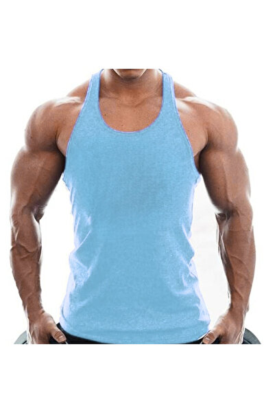 Genel Markalar Fitness Atleti Gym Fitness Tank Top Sporcu Atlet Spor Atleti Sporcu Atleti Fitness T-ŞHİRT AÇIK MAVİ