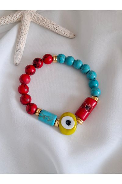 İPAR AKSESUAR Turquoise Coral Positive & Peace Natural Stone Bracelet