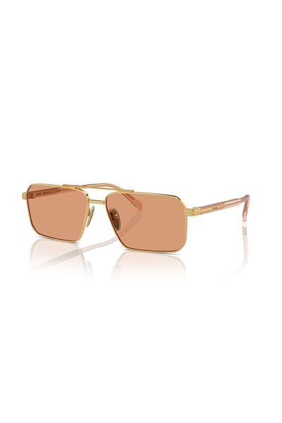 Prada Man Rectangle Sunglasses- Pr A57s - Lense Size:58mm - Gold