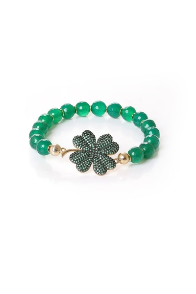 Fatma yaşar.tr Yeşil Akik Taşı Yonca Bileklik