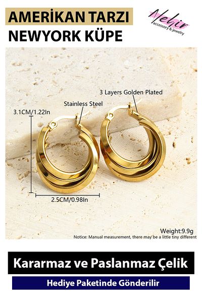 Nehir American Fashion Outer Twist Stainless Steel Earrings Valentine's Day Mother's Day Gift