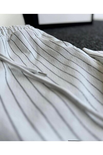 Risil-Nu Company Унисекс панталон от висок клас креп с райета и детайли за нов сезон