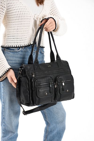 571 Collections Çanta Faux Leather Shoulder Bag Black (Model: 571-13-10P)