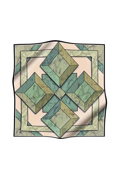 Vissona Twill Silk Φουλάρι Μέντα Πράσινο, Χακί