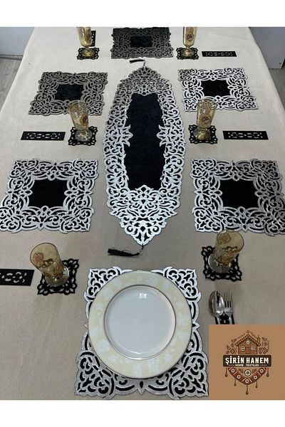 Şirin Hanem Cute Hanem Runner Velvet Food Presentation Set Silver