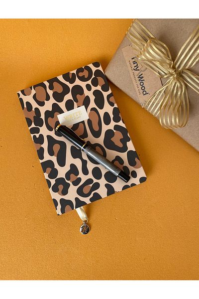 tiny wood Leopard Patterned A5 Ruled Notebook – 96 Sheets with Hard Cover