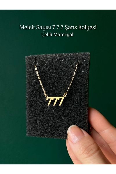 Tuana Trend Gold Color Angel Number 777 Steel Material Necklace Angel Number Necklace 777 Necklace