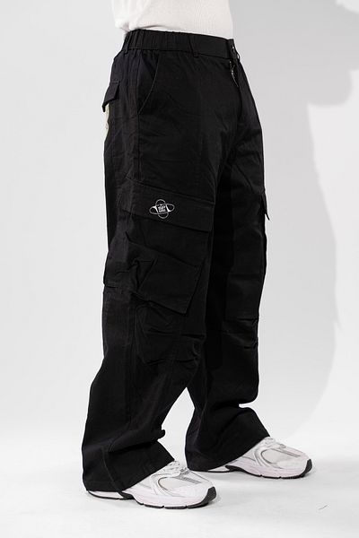 FLFXI Black Loose Pants with Side Pockets