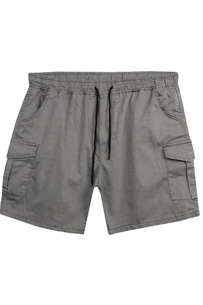 tambattal Plus Size Cargo Pocket Lycra Lace-Up Denim Shorts (Wide Comfortable Fit)