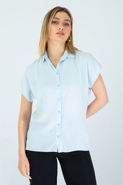 Nuevo Cămașă de damă cu mânecă liliac albastru viscoză