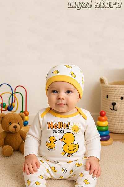 MYZİ STORE Baby Newborn Boy/Girl 100% Cotton 3-Piece Bodysuit Set
