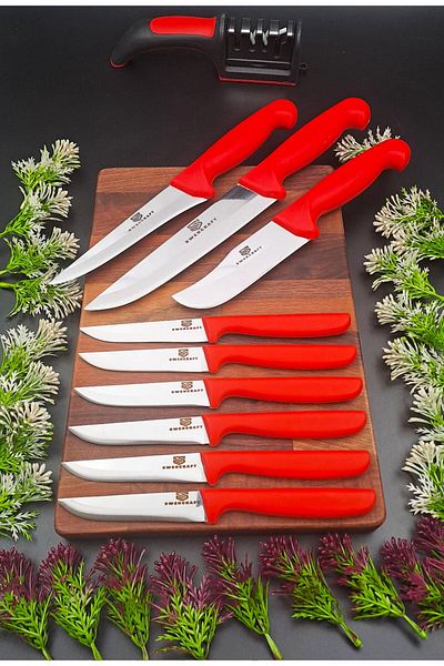 SWENCRAFT 10 Piece Set Kitchen Meat Butcher Swimming Stripping Knife Surnur Fruit Knife Set Sharpening Apparatus