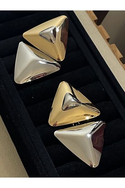 Rupen Kraft Evening earrings large size gold silver color shiny