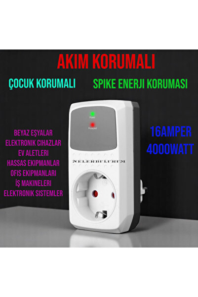nelerbulurum TEKLİ AKIM VE ÇOCUK KORUMALI AŞIRI YÜKSEK GERİLİM KORUYUCULU TEK...
