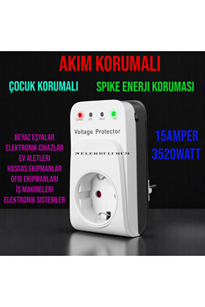 nelerbulurum TEKLİ AKIM VE ÇOCUK KORUMALI AŞIRI YÜKSEK GERİLİM KORUYUCULU TEK...