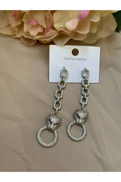 Liyajewellery Vip Tiger Kaplan Taşlı Sallantılı Küpe Tasarım