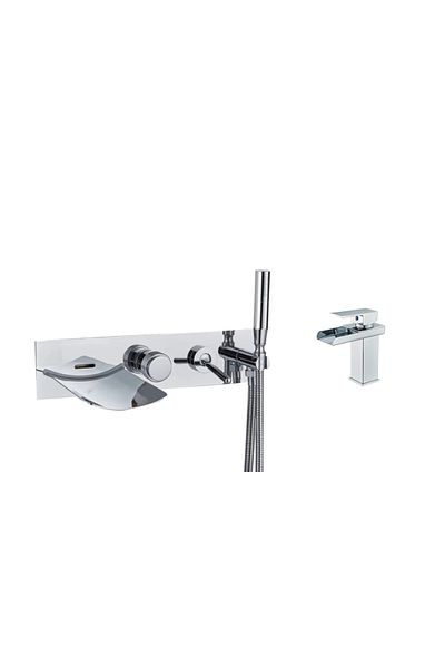 Blackswan Design Bathtub and sink mixer set, Blackswan, Type M30, shiny chrome model, size 40.7 cm